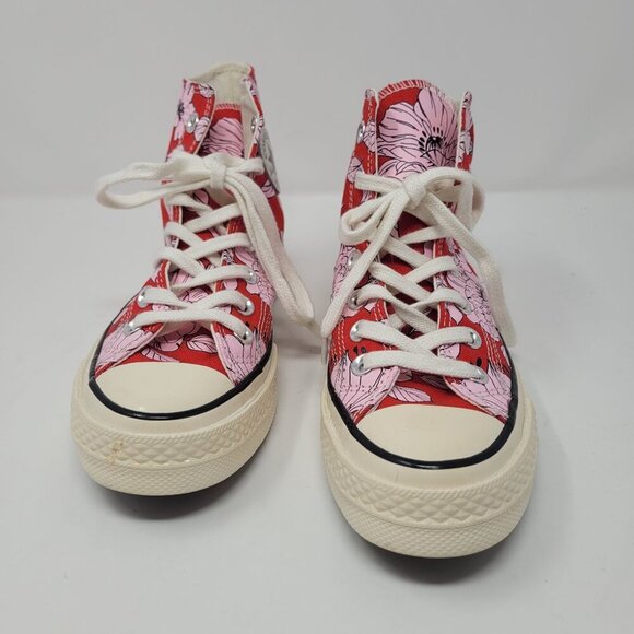 Converse Womens 5.5 Chuck 70 red pink floral high tops 568373C 2003 - Picture 2 of 12